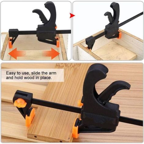 Serre-joint - 4 Pouces - Mécanisme À Cliquet - Une Main - Bois Bricolage - Pack De 4 (1/5)