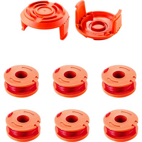 6 Bobine Ricambio Per Decespugliatore Rocchetti Filo Per Tagliabordi Diametro 1,65 mm 3 m di Lunghezza Trimmer In Nylon Con Coperchio Colore Arancione