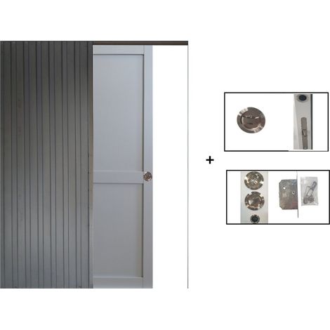Porte Coulissante Athena RAL7035 2 Panneaux H204 x L83 + Système à Galandage (sans kit finition) (1/5)