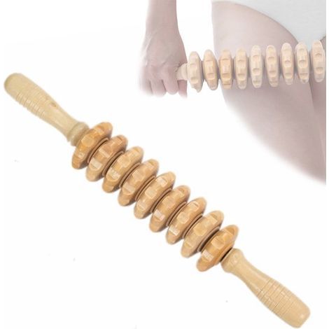Massagerolle aus Holz – Faszienmassagegerät – Lindert Muskelschmerzen und Cellulite – Für Therapie und Regeneration – Muskelrolle – Erwachsene – Holzfarbe – 3 (1/5)