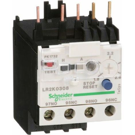 Relais de protection thermique moteur 1,8 à 2,6 A classe 10A - LR2K0308 - Relais de protection thermique moteur 1,8 à 2,6 A classe 10A - LR2K0308 (1/5)