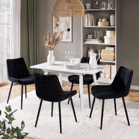 Set tavolo da pranzo Beaver, Bianco, 110 x 70 cm con 4 sedie, nero, Vicco (1/5)