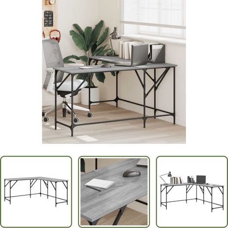 Bureau en métal - Bureau sonoma gris 149x149x75 cm bois d'ingénierie (1/5)