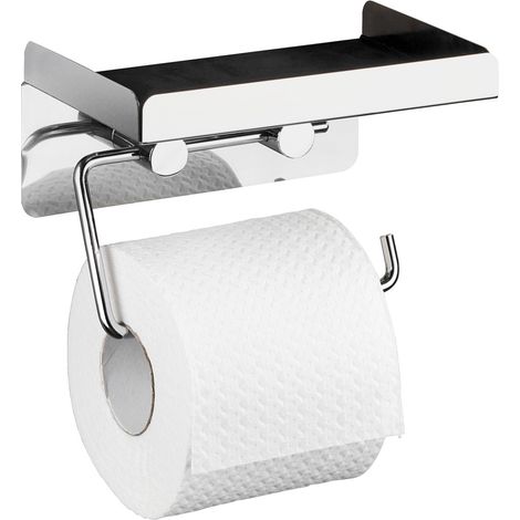 WENKO Toilettenpapierhalter 2 in 1 Edelstahl, rostfrei, Silber glänzend, Edelstahl rostfrei glänzend (1/5)