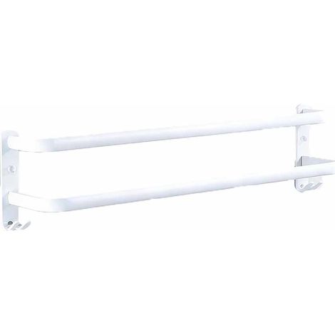 Porte-Serviettes Mural 2 Étages Porte Serviette Salle de Bain avec Crochets Porte-Serviettes Aluminium étagère Serviette pour Cuisine, Salle de Bains, Hôtel, 50 cm (1/5)