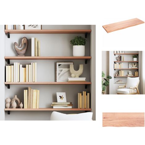 Wandregale - Living Wandregal Hellbraun 80x30x2 cm Massivholz Eiche Behandelt (1/5)