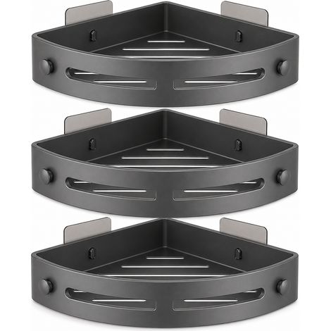 Scaffale da bagno a 3 livelli senza foratura grigio 30 cm (1/5)