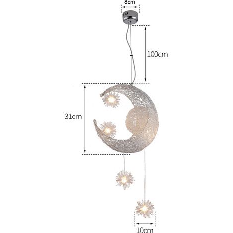 Lampe Pendante - Aluminium - Diamètre 40 cm - Cordon 120 cm - 5 x 3 W - Tension Universelle AC 110–240 V - Pour Chambre Enfant