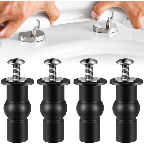 Lot de 4 boulons de fixation pour abattant de WC, charnières universelles avec écrous à expansion en caoutchouc, kit de vis de rechange (1/5)