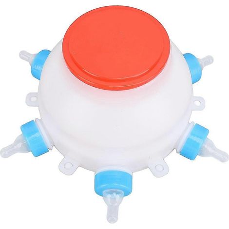 Seau mangeoire pour agneaux, biberon mangeoire pour porcelets avec 6 tétines, bidon à lait pour bétail, compatible avec les animaux de ferme chèvres, agneaux et chiens, 2,5 litres. (1/5)