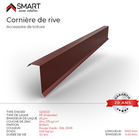 Bravo The Smart Solution – Cornière de rive bac acier toiture – Rouge Oxyde RAL 3009 – Longueur 1m, épaisseur 0.40mm – Compatible couverture légère (1/2)