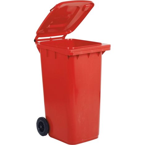 BIDONE QUADRO NETTEZZA URBANA CON RUOTE- - lt.240, cm.73x58,5x109,2h. - rosso - 1 pezzi XTRA