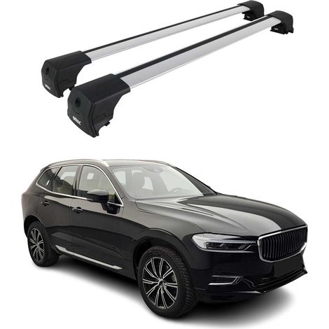OMAC Aluminium Dachträger Querträger für Volvo XC60 II 2018-2026 – City Crash – ISO/PAS 11154:2006 – Abschließbar – Max. 75 kg – 2 Stangen Silber (1/5)