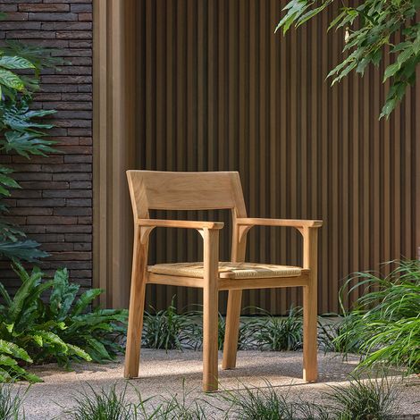 Fauteuil de jardin en teck et rotin (1/5)