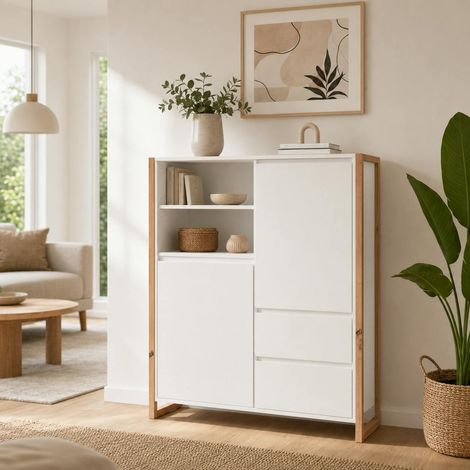 Buffet haut blanc 2 portes 2 tiroirs ALVA (1/5)