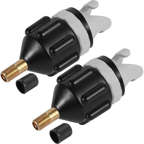 Lot de 2 adaptateurs de pompe SUP, adaptateur de valve SUP portable, accessoires de pompe à air pour bateau gonflable de canoë-kayak (noir), (1/5)