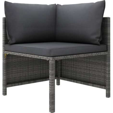 Canapé de jardin à 4 places avec coussins Gris Résine tressée (1/5)