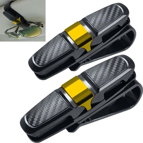 2 pièces de porte-cartes de lunettes de soleil de voiture (or)