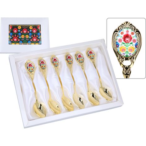 Carmani, juego de 6 cucharillas de té chapadas en oro - Kujawy, blanco (1/3)