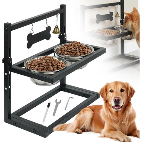 Gamelles Surélevées pour Chien avec  Réglages de Hauteur et , 2 Bols en Acier Inoxydable , Support Stable pour Bols (1/5)