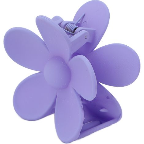 Pince à mâchoire plastique double verrou dent fleur forme antidérapante attache cheveux accessoire violet clair (1/5)