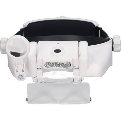 Loupe frontale rechargeable LED avec 4 paires de lunettes, idéale pour lecture et réparation, vision agrandie, légère et pratique. (1/5)