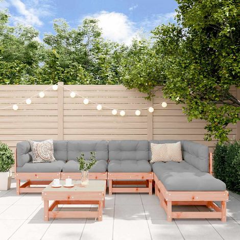 vidaXL Juego de muebles de jardín 7 pzas madera maciza abeto Douglas (1/5)