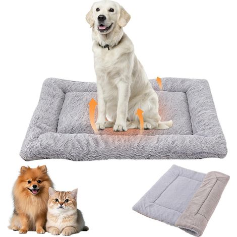 Tapis moelleux pour chien 70x93 cm - Coussin lavable pour chien avec fond antidérapant (Gris)