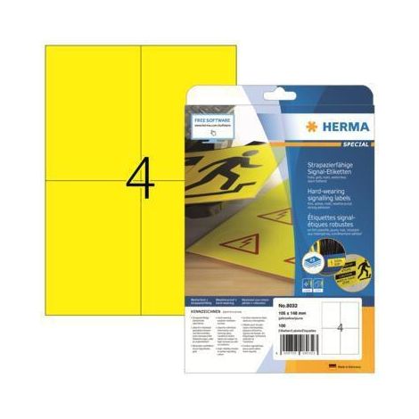 Etiquette plastique Herma 105 x 148 mm jaune 100 pc(s) fixation extra-forte (1/4)
