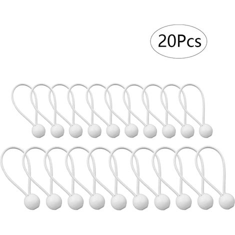 Lot de 20 - Tendeur Elastique À Boule Élastique Corde Avec En Plastique Sandow Blanc (1/5)