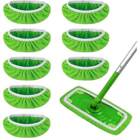 8 panni riutilizzabili compatibili con scopa, salviette riutilizzabili, panni in microfibra per mocio per pulire e strofinare pavimenti asciutti o bagnati, legno 25,4x11,5 cm (1/5)
