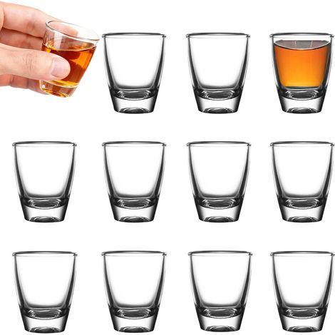 12 Verres à shot,Verre transparent,Base lourde,Résistant lave-vaisselle,Forme oeuf,Pour fête et bar (1/5)