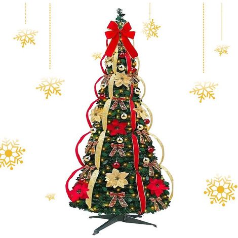 Arbre de Noël Artificiel, 1.2m Pop-up Pliant à Crayon de Noël, Arbre de décoration Scintillant pour Décoration de Noël Mariage (1/5)