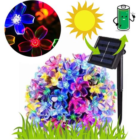 Lámparas solares de jardín con forma de flor, 7 m, 50 LED multicolor. (1/5)