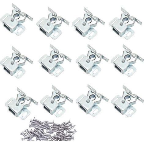 pair Lot de 12 Loqueteau d'Armoire à Double Rouleaux Fermetures Loquets pour Portes Placards Tiroirs Armoire - Zingué (1/4)