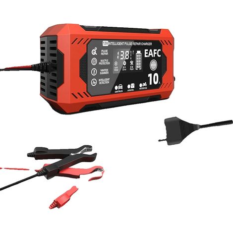 Cargador de baterías, carga automática inteligente, múltiples funciones de protección, enchufe europeo de 10 A. (1/2)