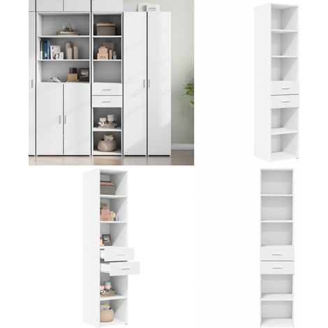 Buffet haut blanc 40x42,5x185 cm bois d'ingénierie - Buffet - Meuble De Rangement - Armoire - Commode - Design Intemporel - Home & Living (1/5)