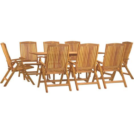 Ensemble à manger de jardin 9 pcs Bois de teck solide vidaXL (1/5)