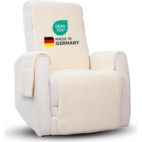 Novaliv housse de fauteuil relax naturel universel avec accoudoirs housse de fauteuil de protection en laine vierge housse de fauteuil confort coussin