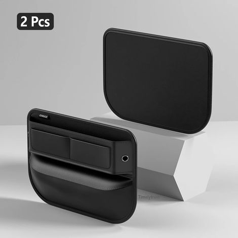 (2 pièces) Boîte de rangement haut de gamme en cuir véritable pour combler l'espace entre les sièges avant de voiture, accessoire universel pour console centrale et sièges latéraux. (1/5)