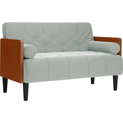 Divano  Sofa Divanetto con Cuscini Bolster Grigio Chiaro 110 cm (1/5)