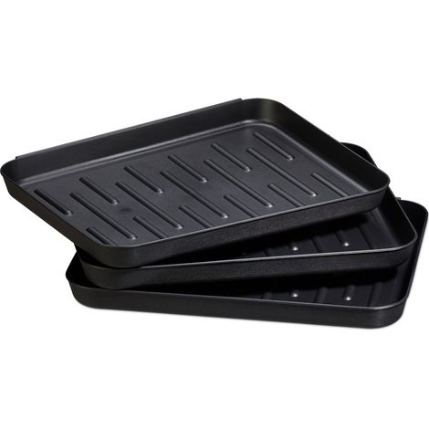Set di 3 vassoi per scarpe impilabili per asciugatura rapida corridoio auto 3 x 35 x 27 cm in plastica nera 130006420