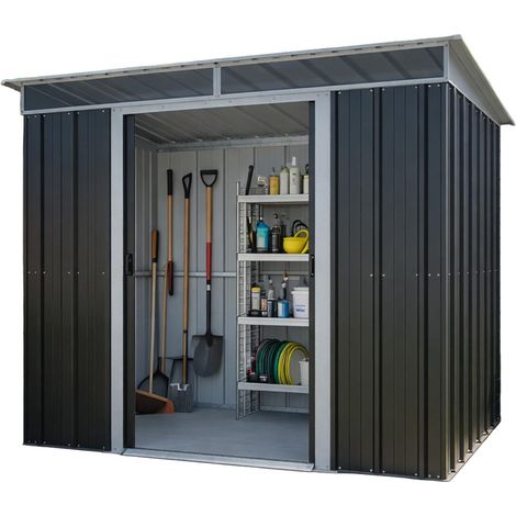 Abri de jardin métal gris Yardmaster 3,30 m² + kit d'ancrage