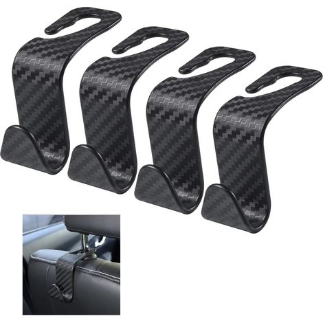 Crochet de siège arrière de voiture, support de sac 4 pièces pour appuie-tête de voiture, crochet de rangement arrière durable pour organiser des sacs d'épicerie, des vestes, des sacs à provisions (1/5)