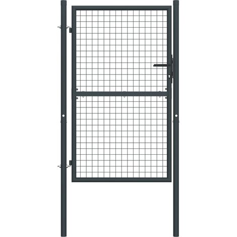 Portail en maille de jardin,Portail de clôture,Portillons de jardin Acier galvanisé 100 x 225 cm Gris CFW63389 (1/5)
