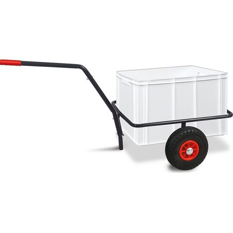 BRB Handwagen mit Kunststoffkasten, H 420 mm, LxBxH 1250x640x660 mm, Tragkraft 200 kg (weiß)