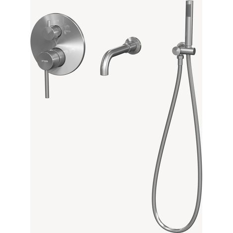 Robinet mitigeur de baignoire à encastrer Nickel brossé - Corbeau