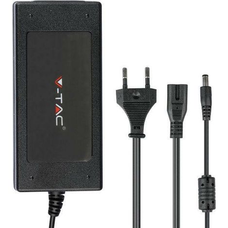 Fuente de alimentación para tira LED V-TAC, 78 W, 24 V, 3,65 A, Plug&Play, conector Jack 2.1, cable de 2,4 m con conector IP44