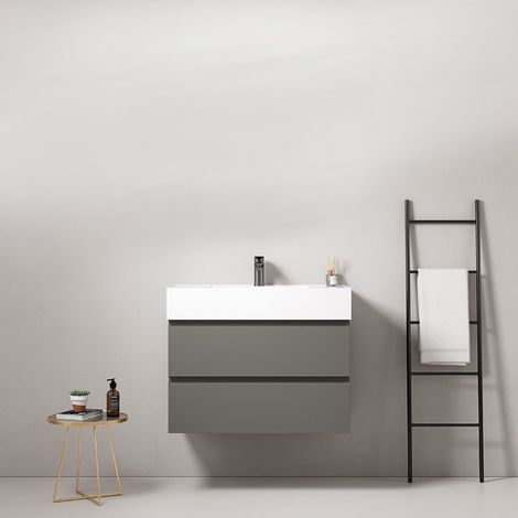 Mobile bagno sospeso 100 cm Grigio Londra Lavabo in Resina Senza Specchio - Fiji Paint (1/5)