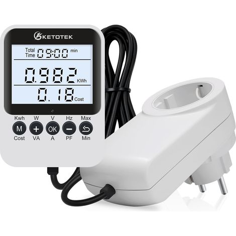 Wattmètre Prise Consommation Electrique avec Écran séparé, Prise Compteur d'Énergie avec Écran LCD Rétroéclairé (1/5)